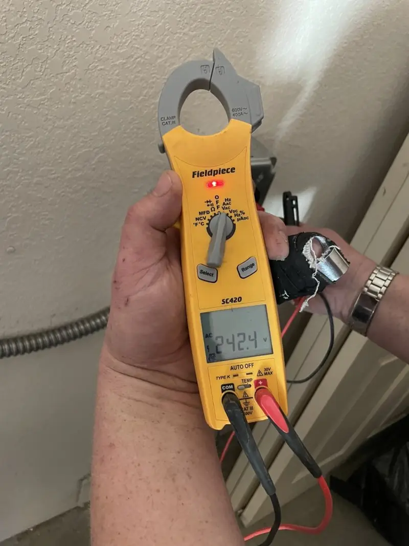 Voltage testing with clamp meter during Generator Installation in Lutz